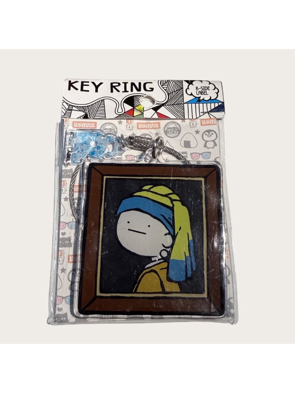 B-Side Label Key Ring Parody Art Of Girl With A Pearl Earring Made In Japan New